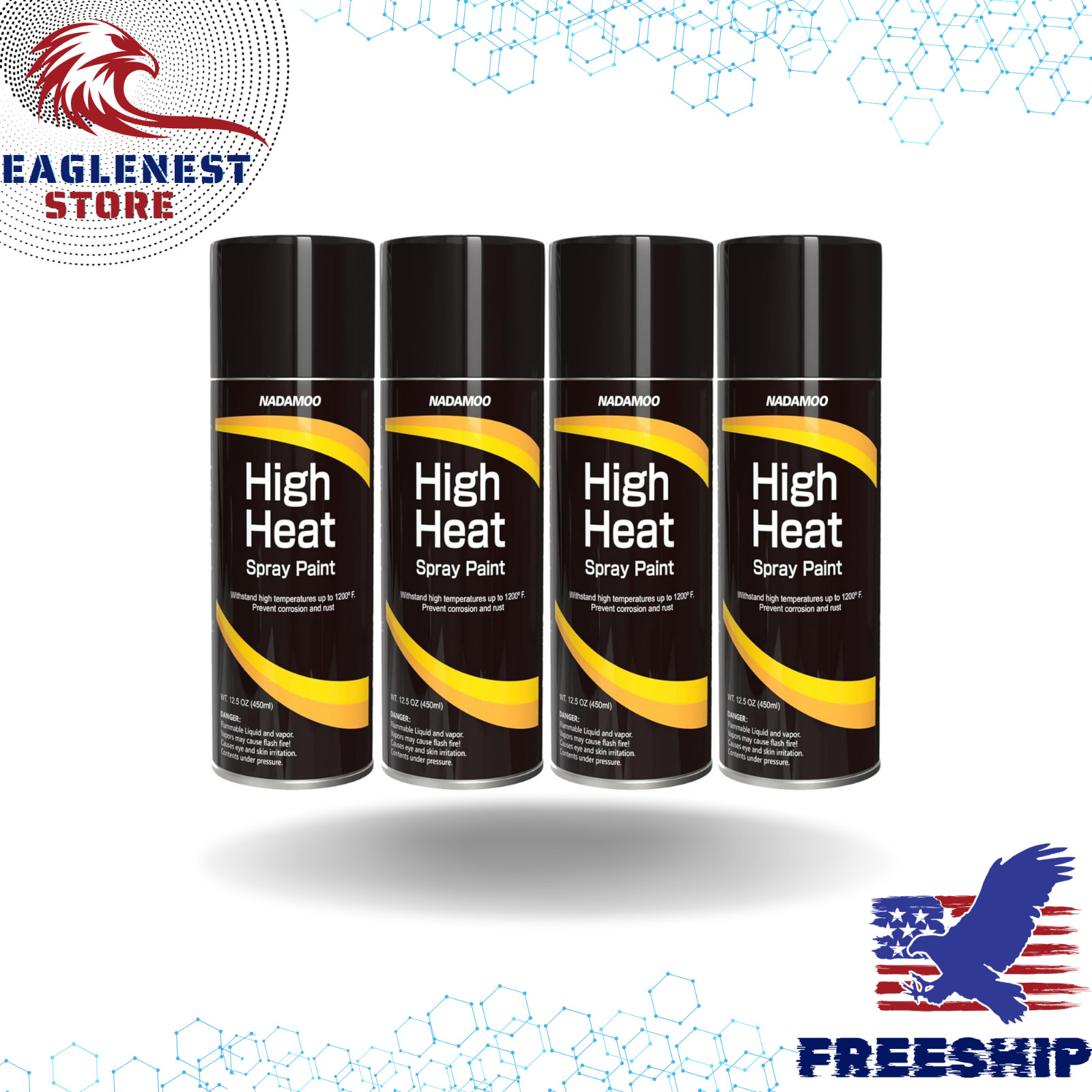 4PCS High Heat Spray Paint for Metal, Matte Black, BBQ & Stove Paint