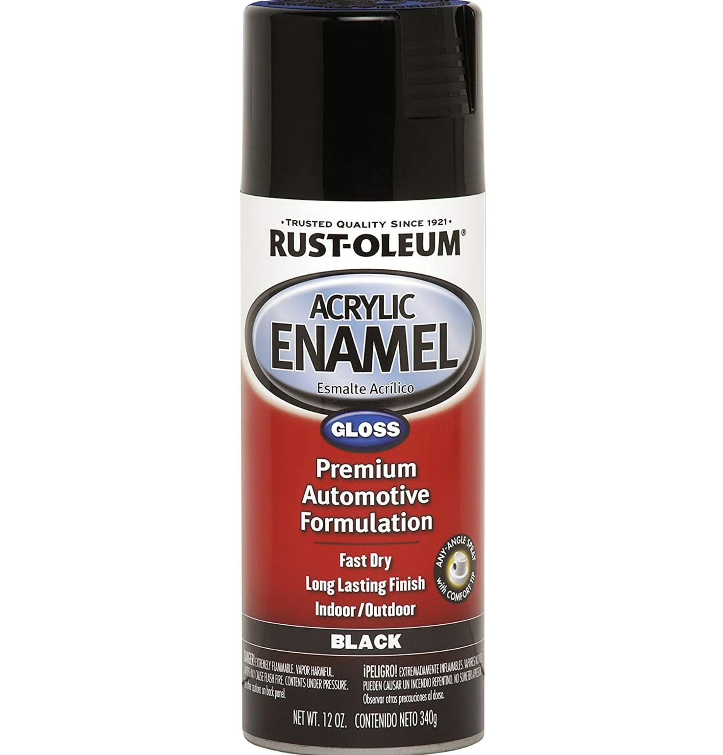 Rust Oleum Automotive Acrylic Enamel 12 Ounce Black Gloss Fast Drying Paint