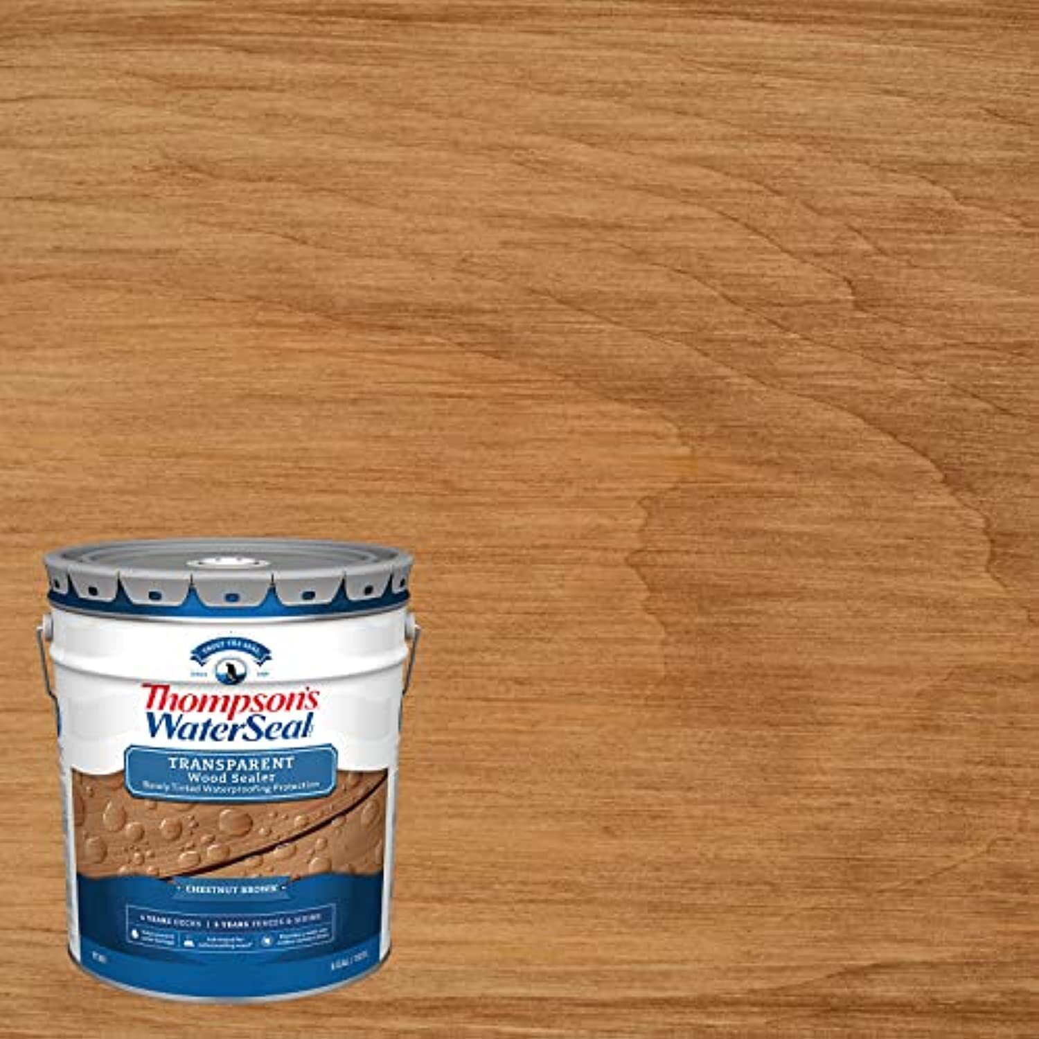 Thompson’s Water Seal Transparent Wood Sealer, Chestnut Brown, 5 Gallon