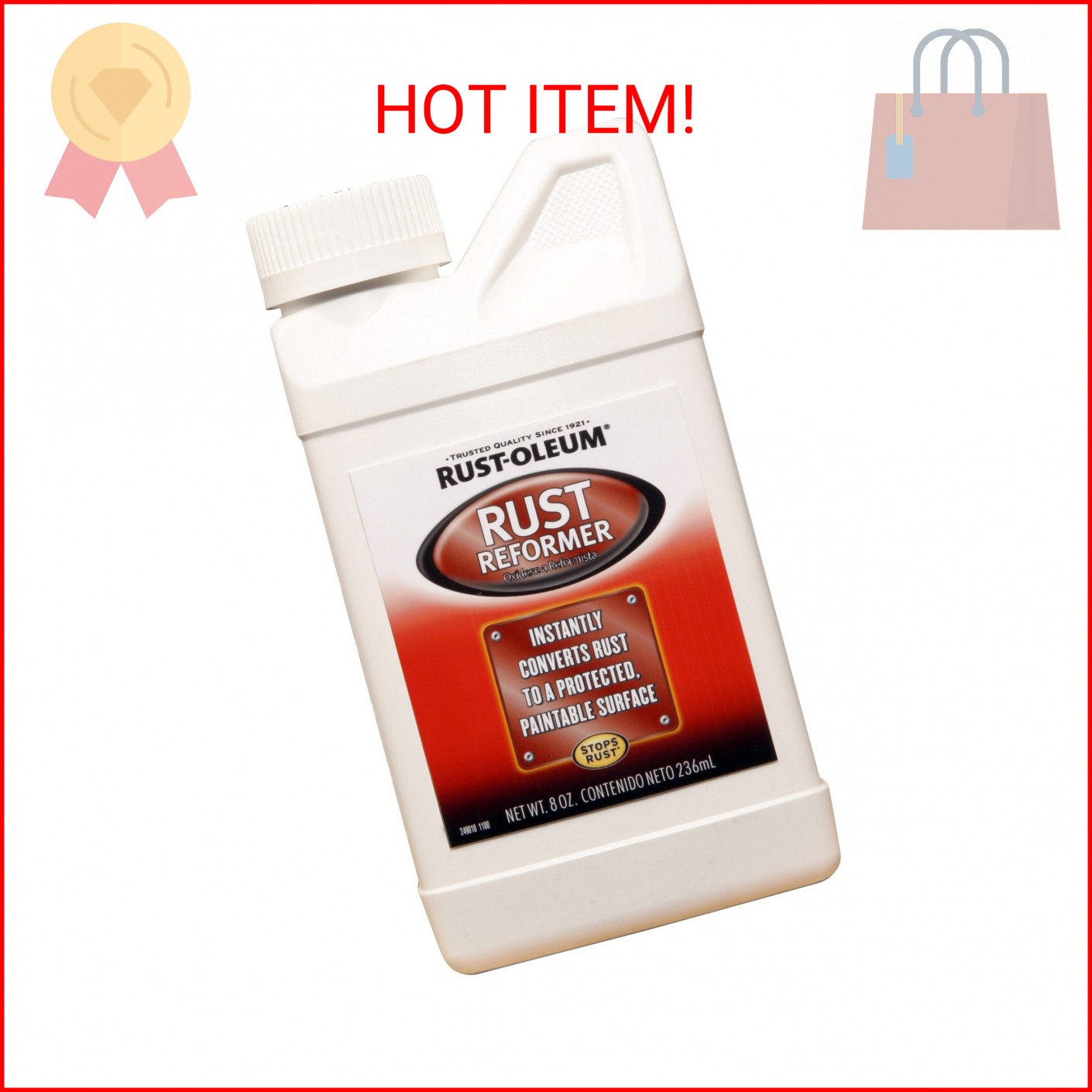 Rust-Oleum 248659 Rust Reformer Brush On, 8 oz, Black