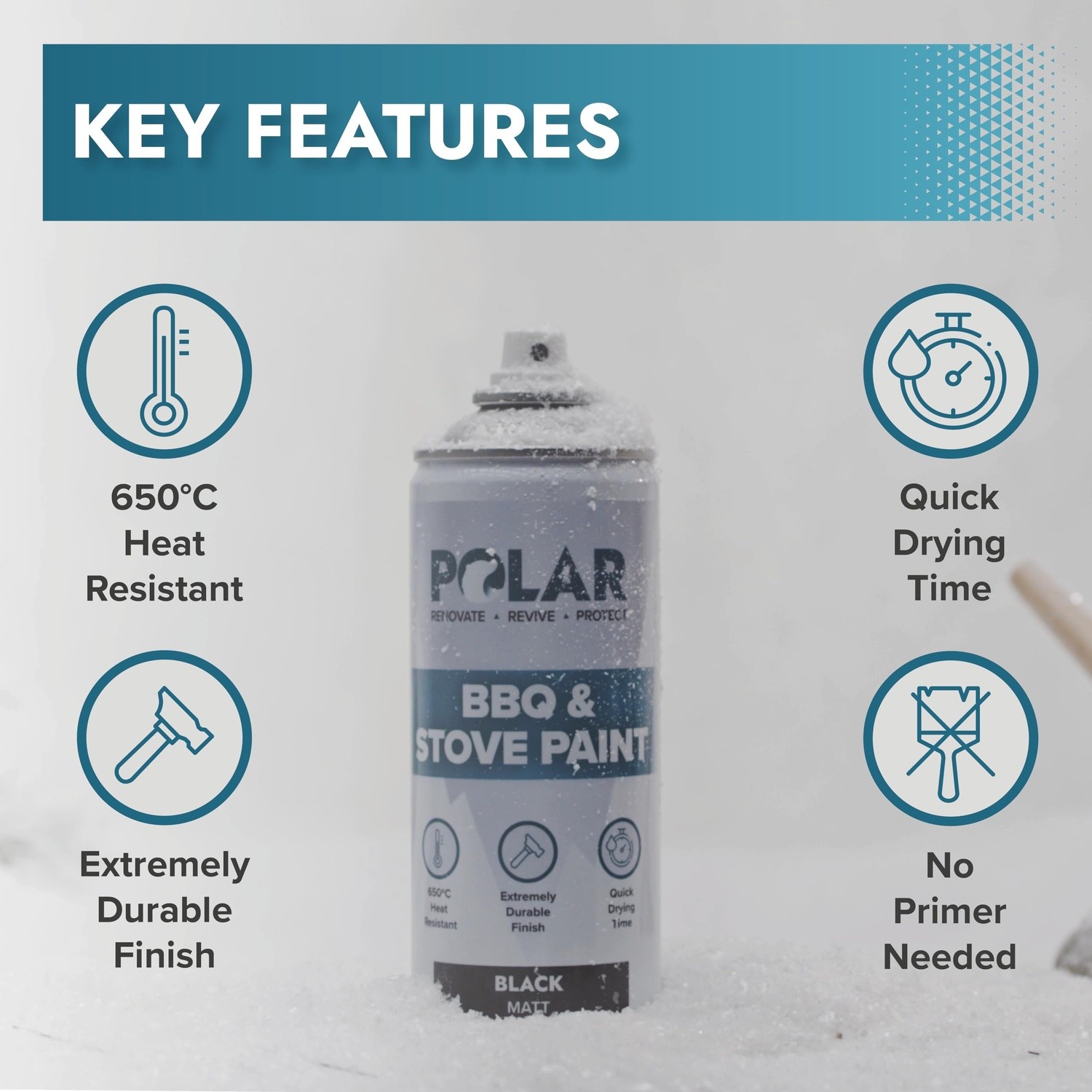 Polar BBQ & Stove Spray Paint, Matte Black, 13.5 Fl Oz, 2 Pack