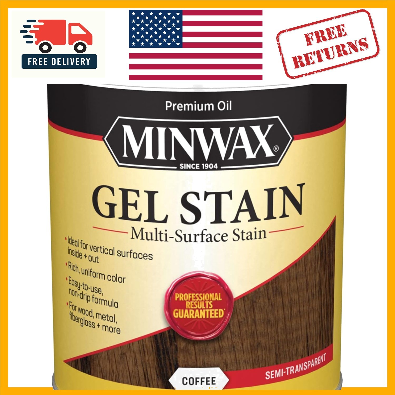 High-Coverage Coffee Gel Stain – Quart for Superior Interior Wood Finishing