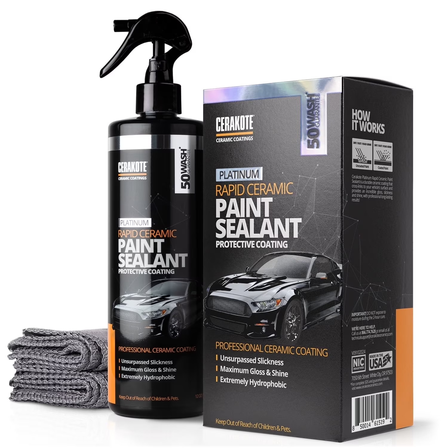 (2 pack) Cerakote Platinum Rapid Ceramic Paint Sealant Kit, High Gloss Protectiv