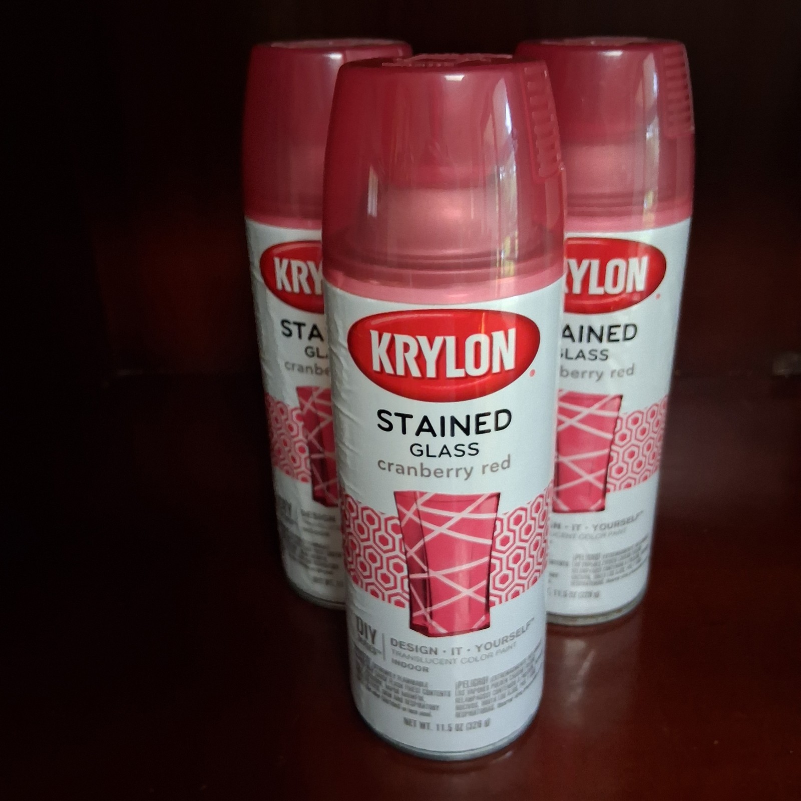 3x Krylon Stained Glass Spray Paint Translucent Cranberry Red Lot Of 3 New RARE