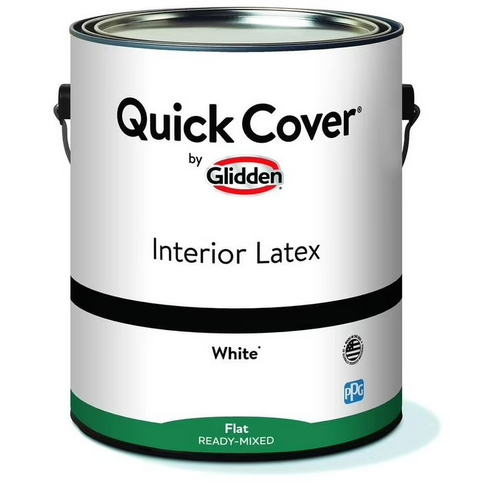 Glidden Quick Cover Interior Latex Paint Flat, White, 1 Gallon