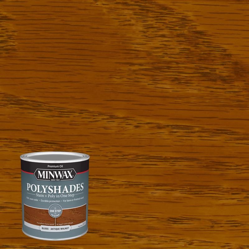 Minwax 61440444 PolyShades Gloss Antique Walnut Oil-Based Stain 1qt. (Pack of 4)