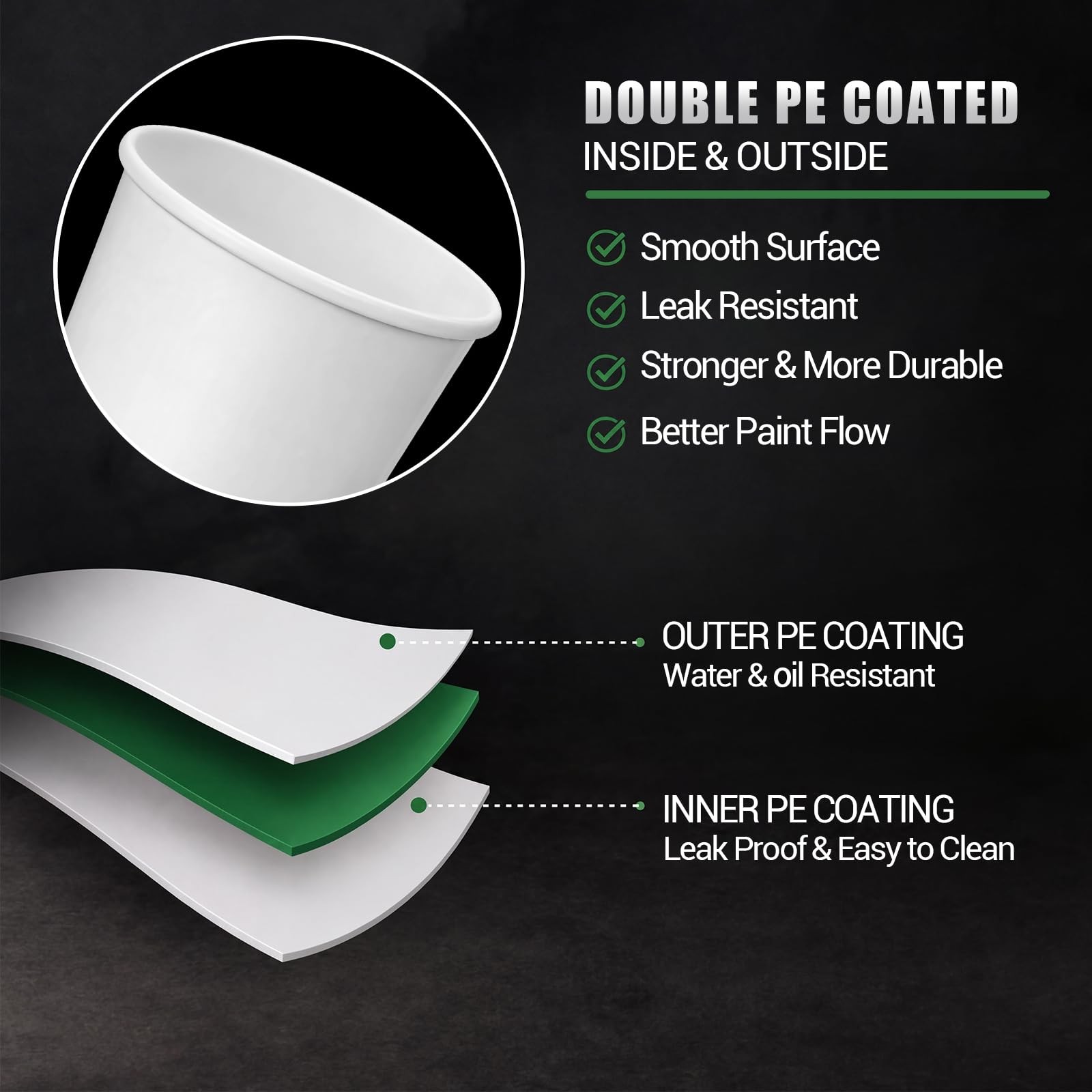 Singhoow 50 Pack 32 oz Gel Coat Dump Gun Cups, Double PE Coated Leak-resistan…