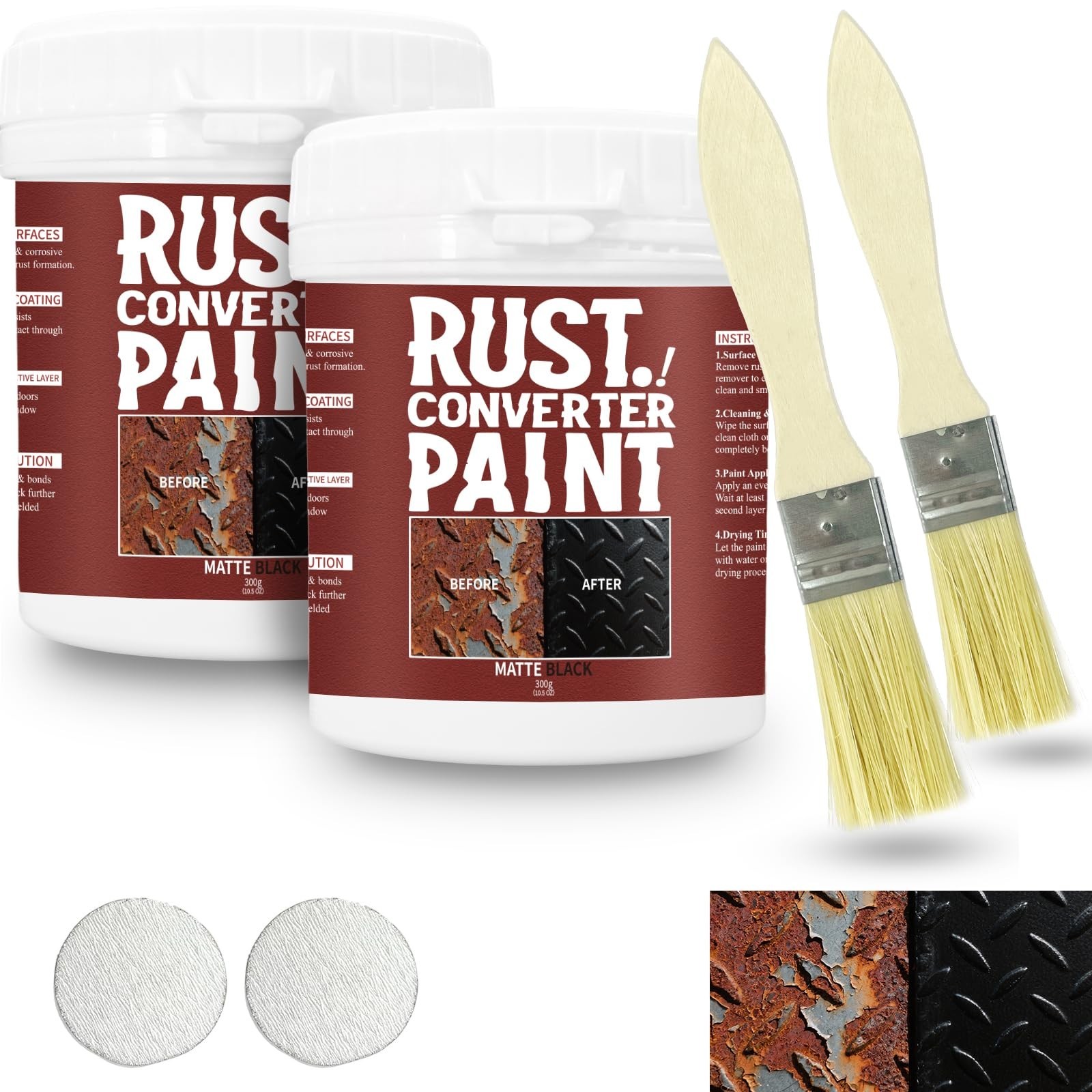 Rust Converter Paint for Metal – 10.5oz * 2, Weatherproof Anti-Rust Primer, Wate