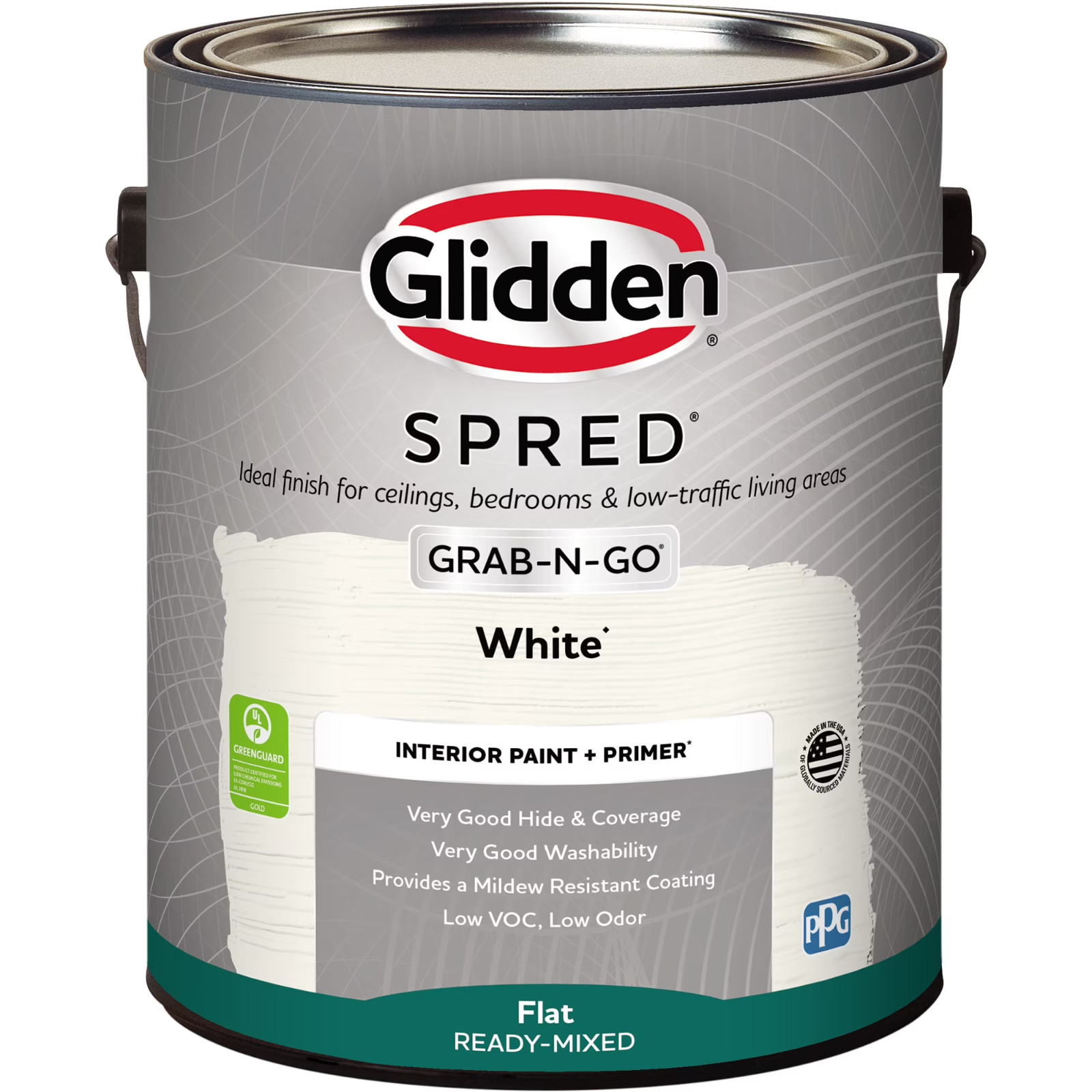 Glidden Spred Grab-N-Go White Flat Interior Paint with Primer, 1 Gallon