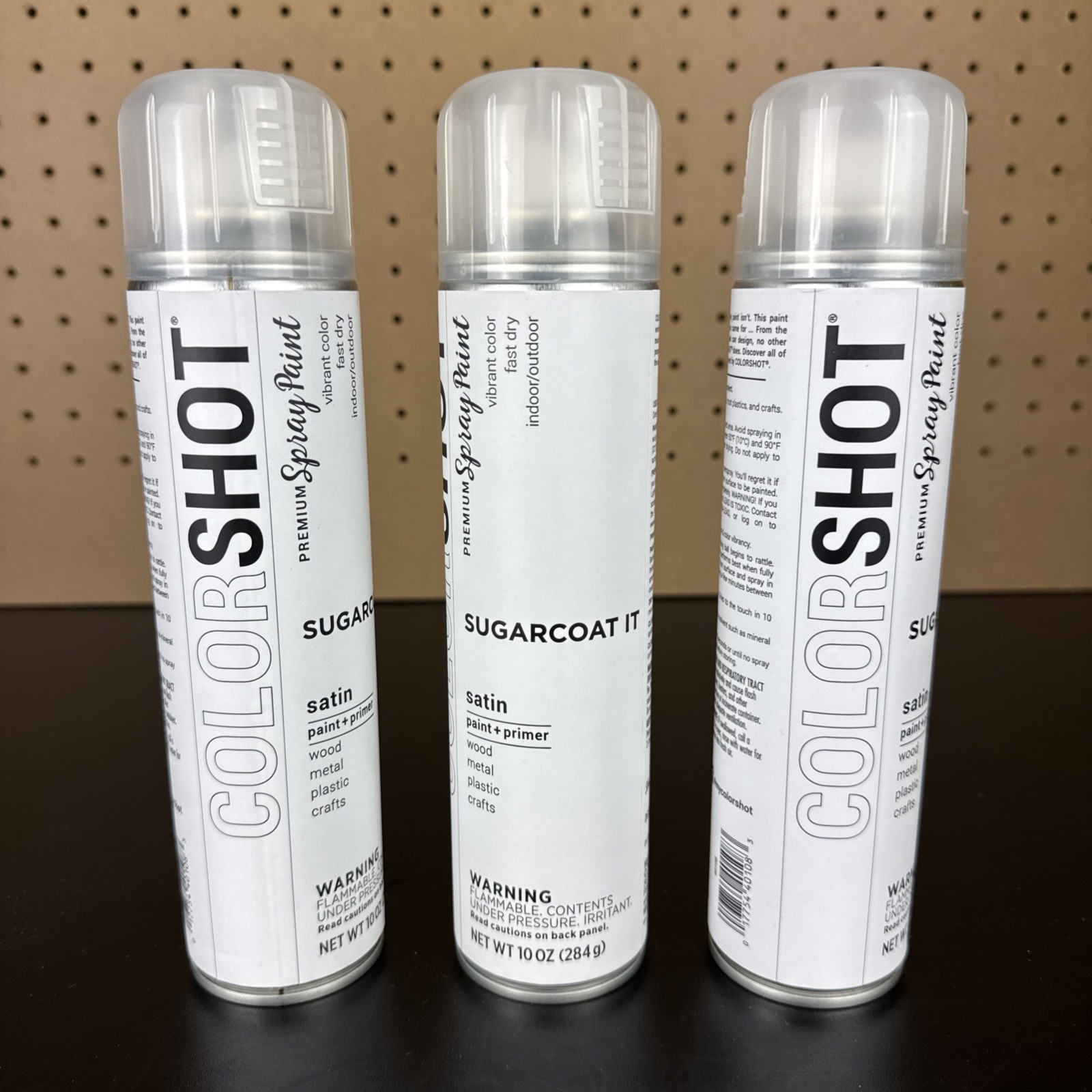 3 COLORSHOT Premium Spray Paints Sugarcoat It PAINT+PRIMER Aerosol Metallic 10oz