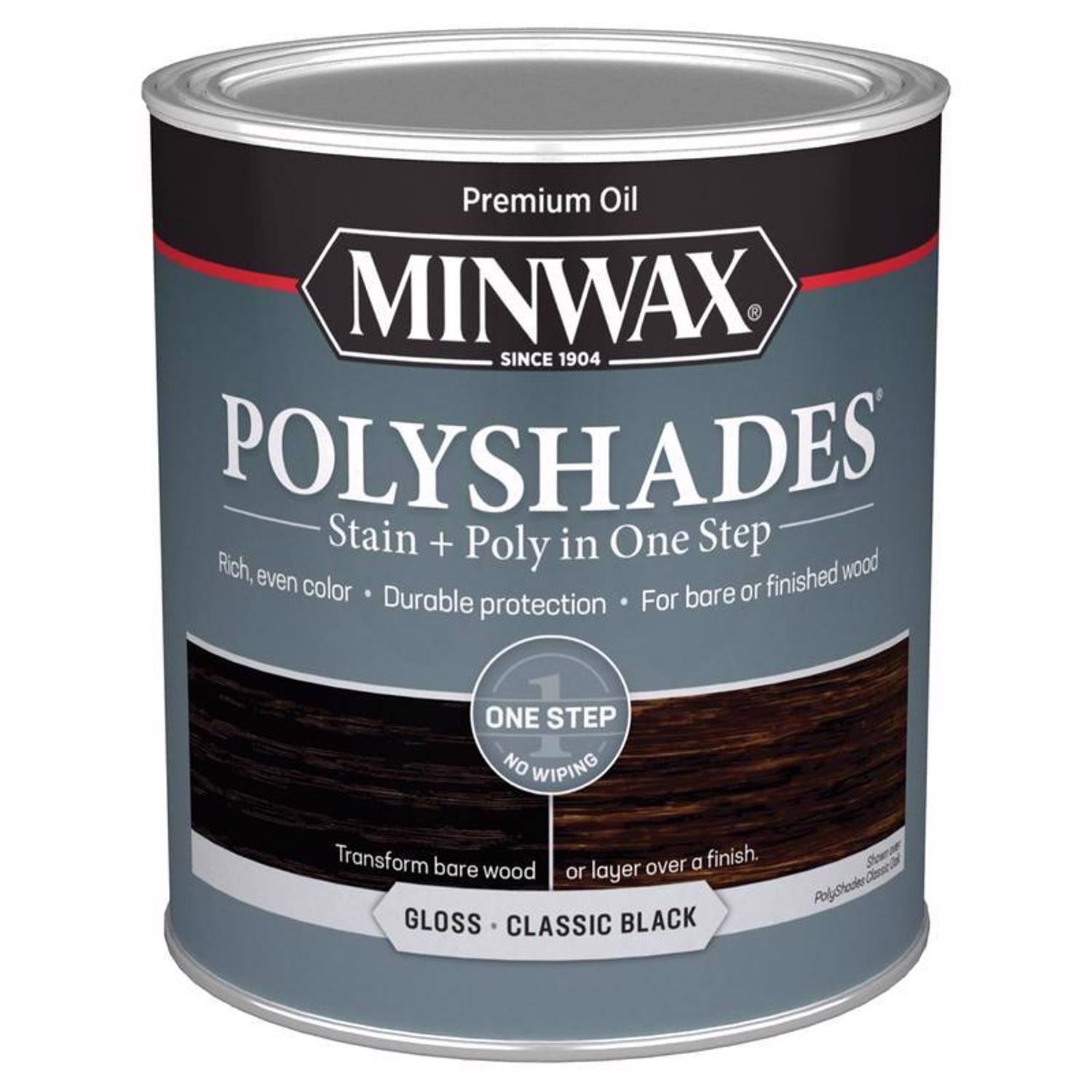 Minwax 61495444 Indoor Gloss Classic Black Polyurethane Stain 1 qt. (Pack of 4)