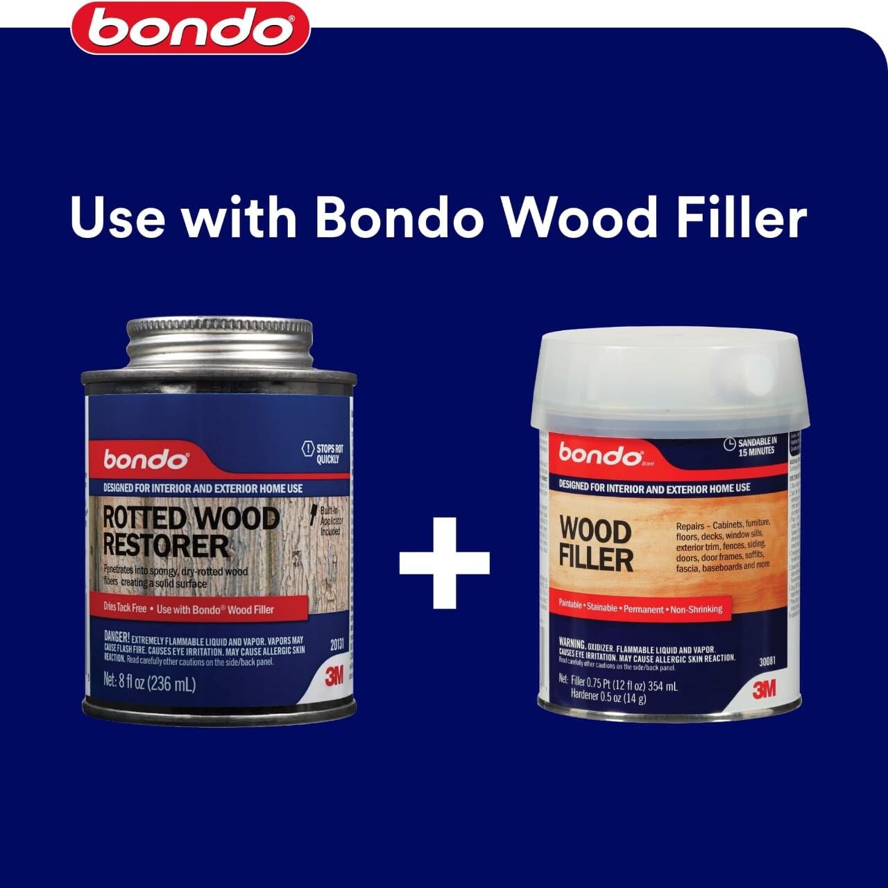Bondo Rotted Wood Restorer, 8 fl oz., 7 Ounce, Pack of 6, multi-color