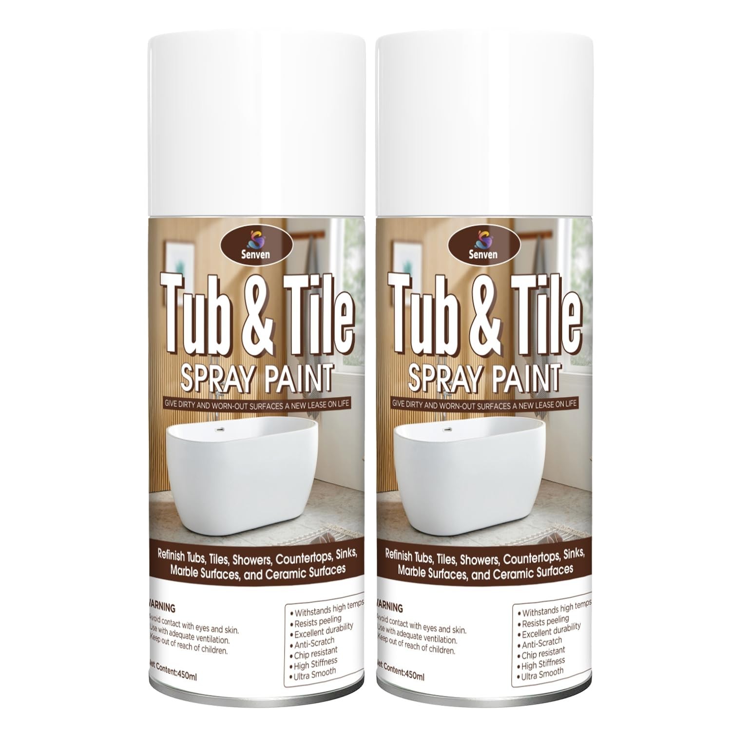 White Gloss Tub & Tile Spray Paint – Waterproof Ceramic Resurfacing Kit for Bath