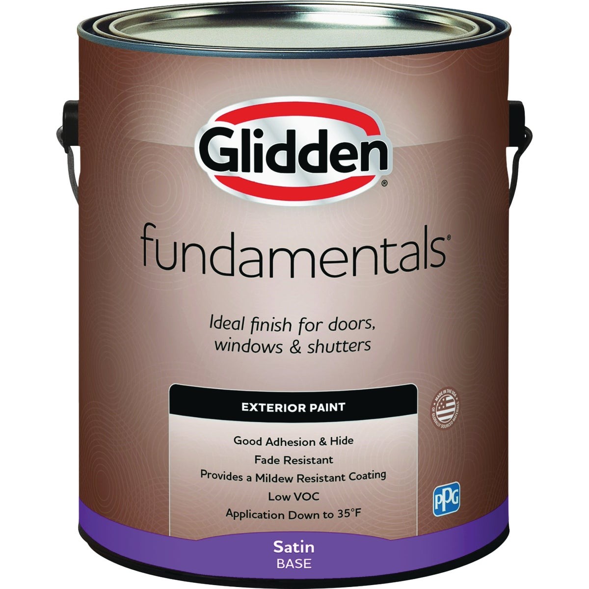 Glidden Fundamentals Exterior Paint Satin White Pastel Base Gallon GLFEXT20B1/01