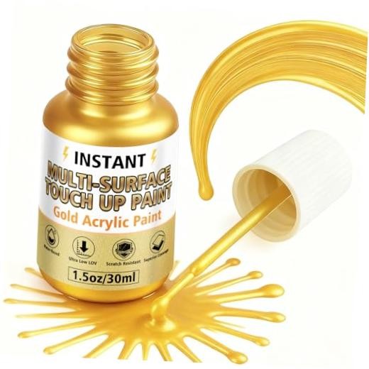 Gold Leaf Paint, Gold Paint for Metal and Wood – Rich Metallic Shine, Fast