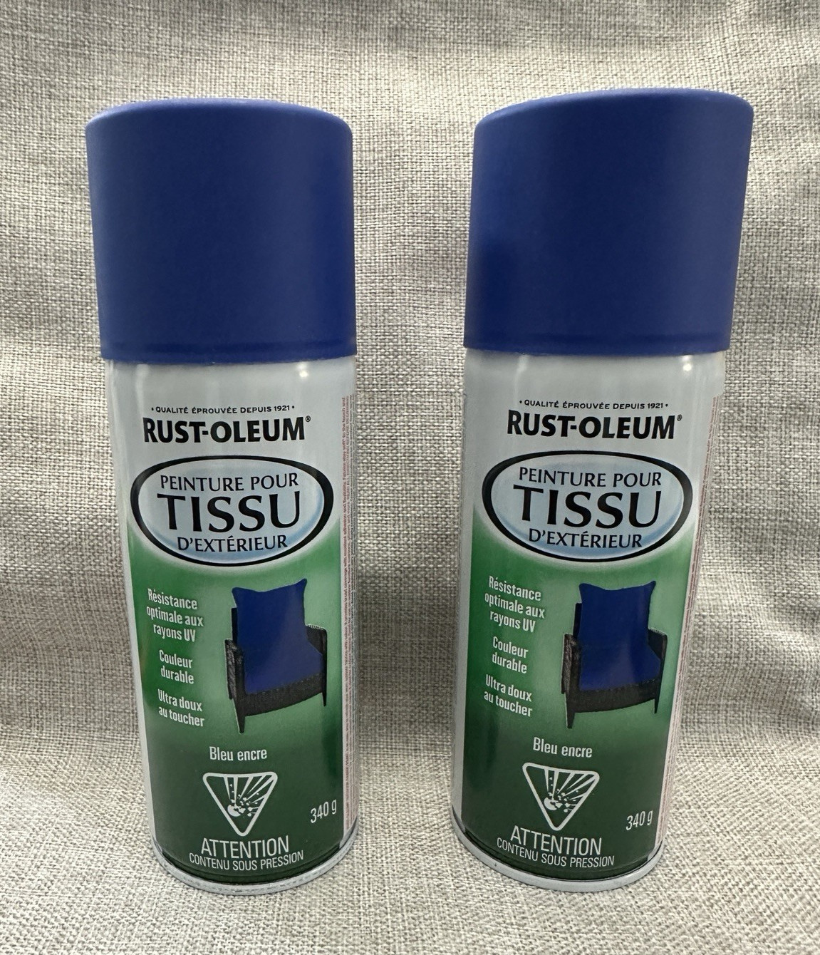 2 Cans Rust-Oleum Ink Blue Outdoor Fabric Paint 379538 UV Resistant Soft Feel