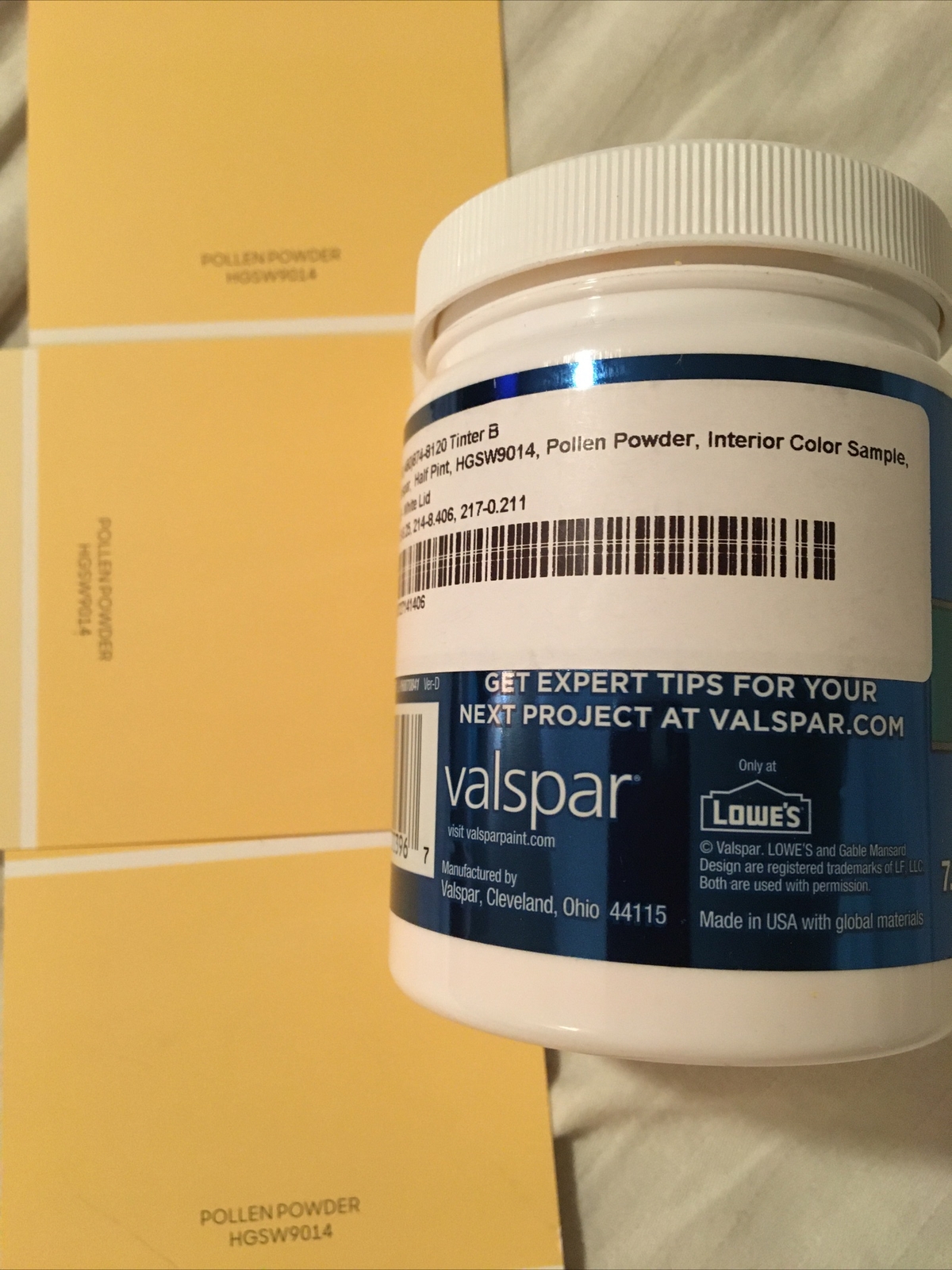 VALSPAR Color Sample POLLEN POWDER Base A Interior Satin 7.75 Fl Oz, Mixed Paint