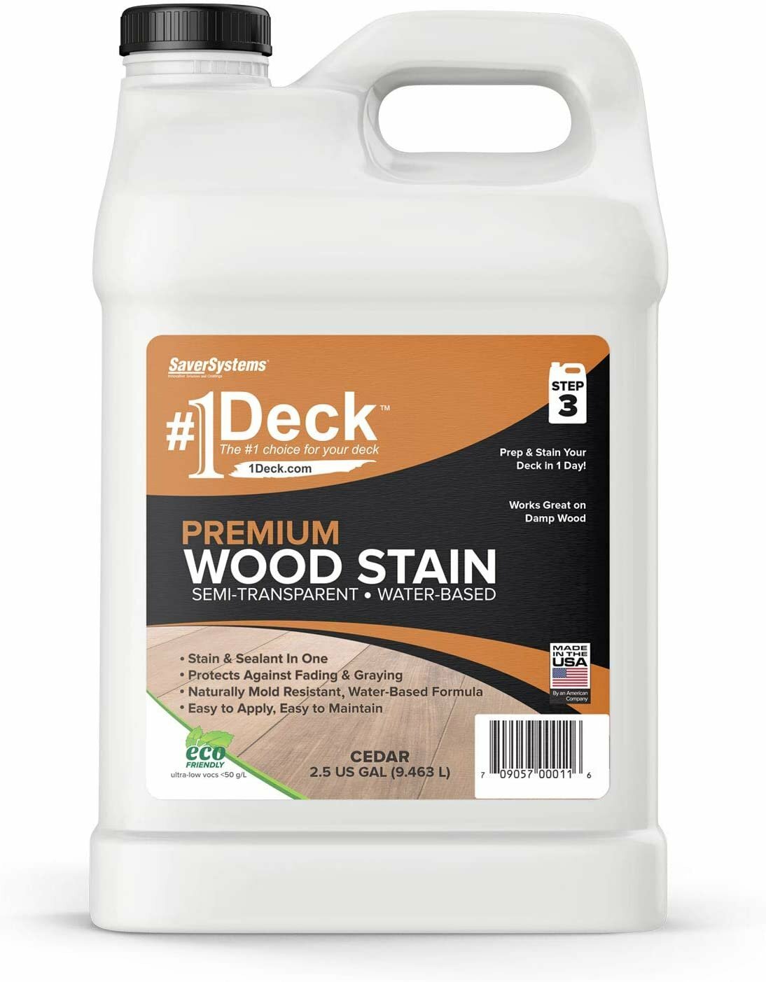 #1 Deck Premium Semi-Transparent Wood Stain for Decks, Fences, & Siding – 2.5…