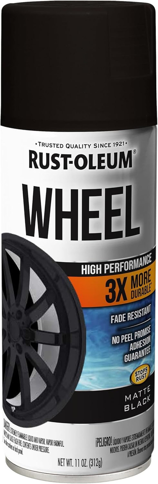 Rust-Oleum 366438 High Performance Wheel Spray Paint, 11 Oz, Matte Black