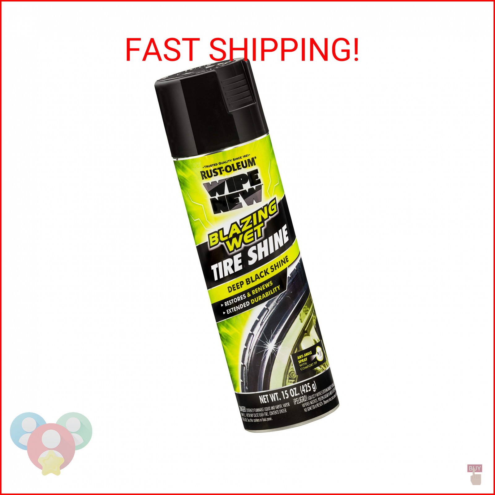 Wipe New 365324 Blazing Wet Tire Shine, Black 15 Ounce