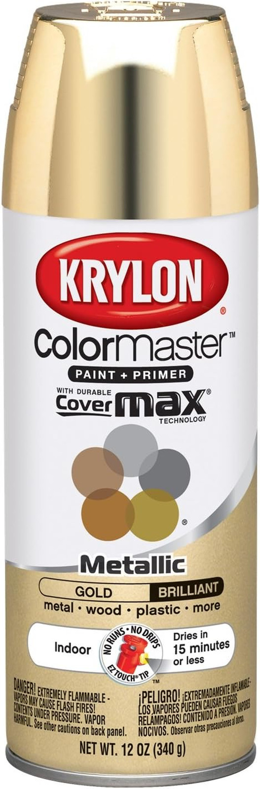 K15151002 Colormaster Paint + Primer, Metallic, Gold, 12 Oz.