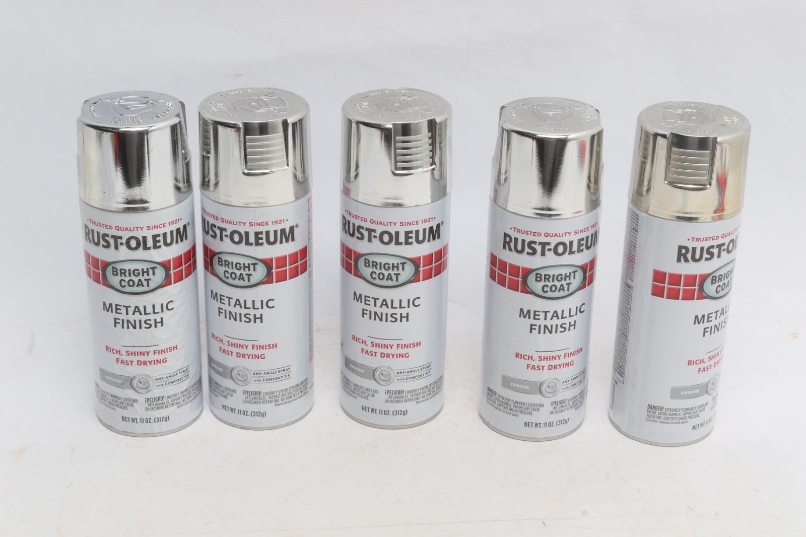 5 Rust-Oleum Metallic Finish Spray Paint 11 Oz Bright Coat Chrome 7718830