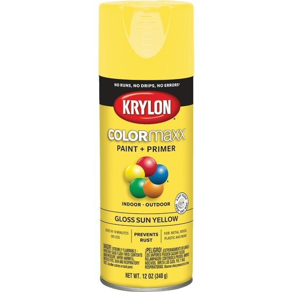 (6)-Krylon ColorMaxx 12 Oz. Gloss Spray Paint, Sun Yellow Model: K05541007