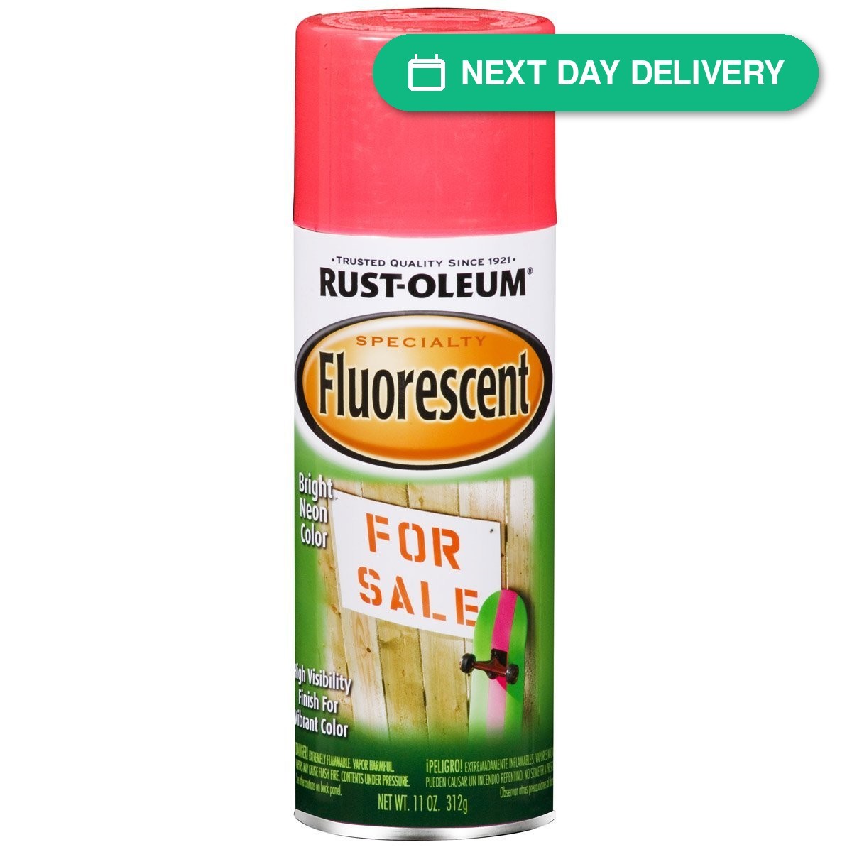 Rust-Oleum Specialty Fluorescent Spray Paint, 11 oz, Pink, High Visibility,