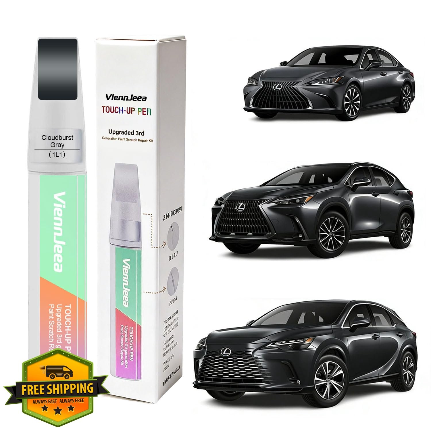 Lexus Cloudburst Gray (1L1) Car Touch Up Paint Scratch Repair Pen Brush Kit