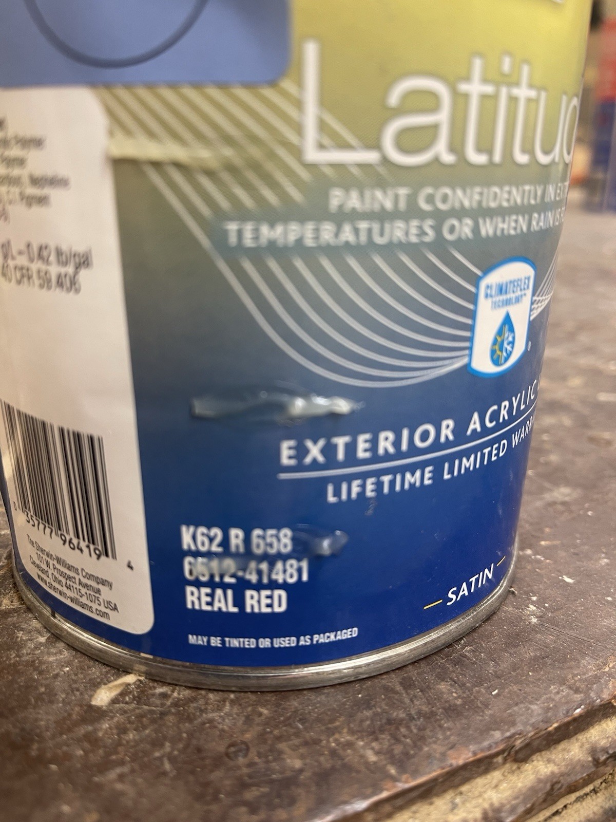 1 Quart Sherwin Williams Latitude / Real Red Exterior Satin Acrylic Paint