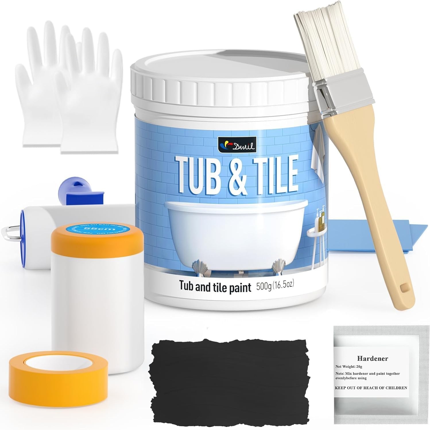 DWIL Tile Paint Kit – Semi-Gloss Black Bathtub & Sink Refinishing Paint 25-30sqf
