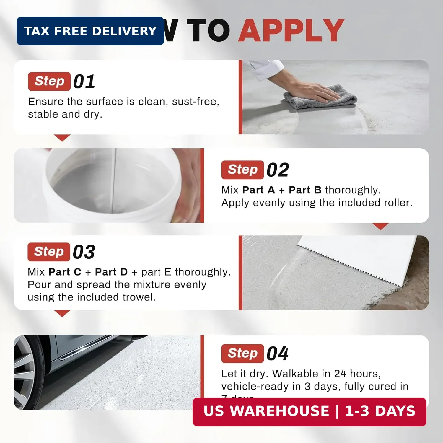 DWIL Epoxy Floor Paint with Colored Sand- Garage Floor Kit, Non-Slip Marble Fini