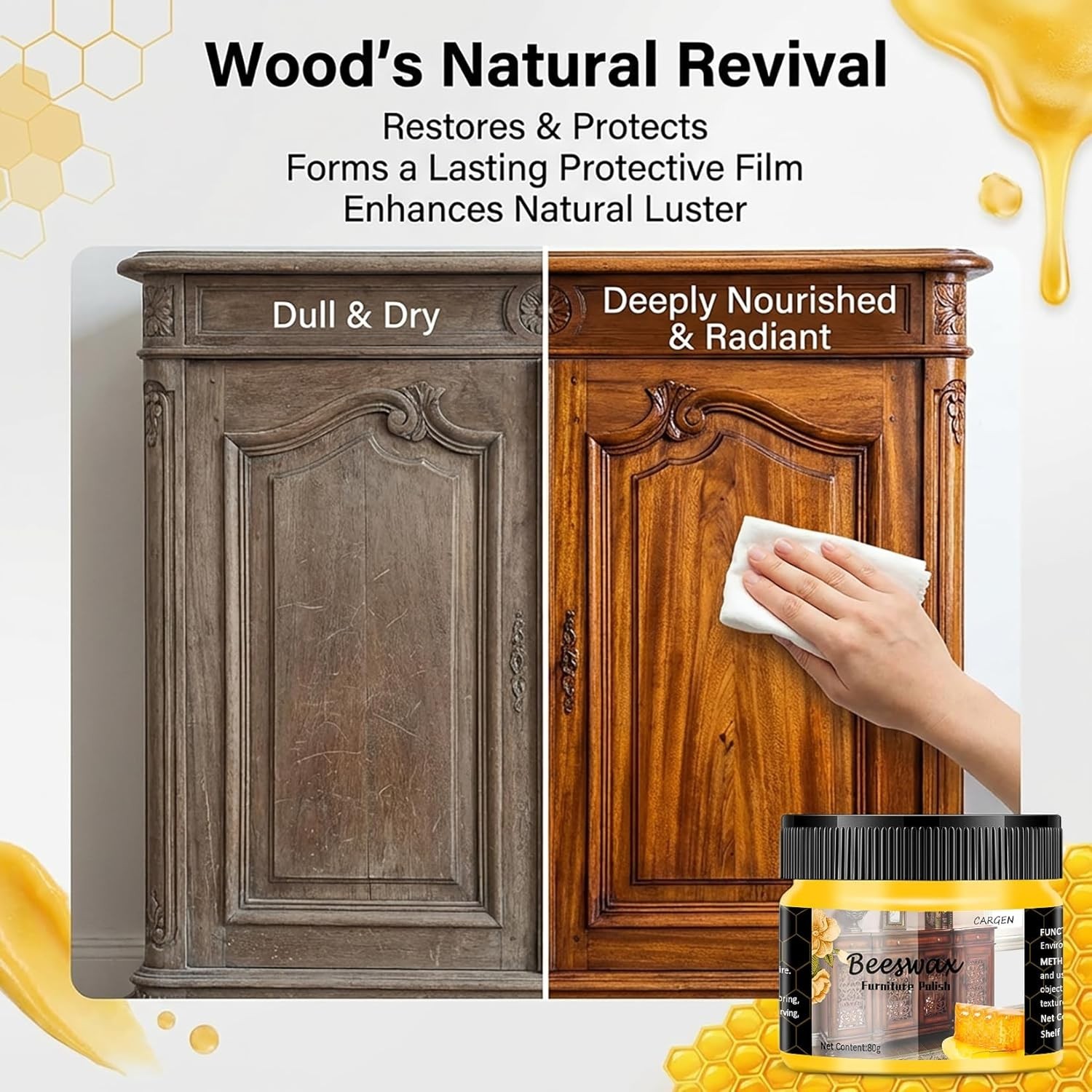 Natural Beeswax Furniture Polish – Eco-Friendly Wood Care, 2×2.82oz