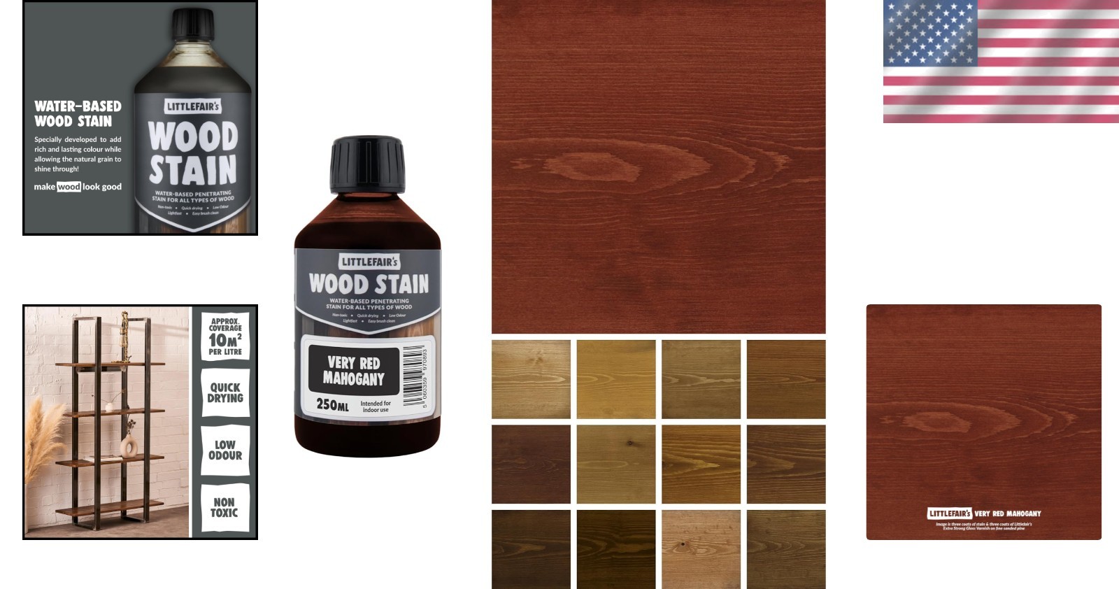 Wood Stain Water Based 8.5oz Very Red Mahogany Indoor Eco Friendly Formula