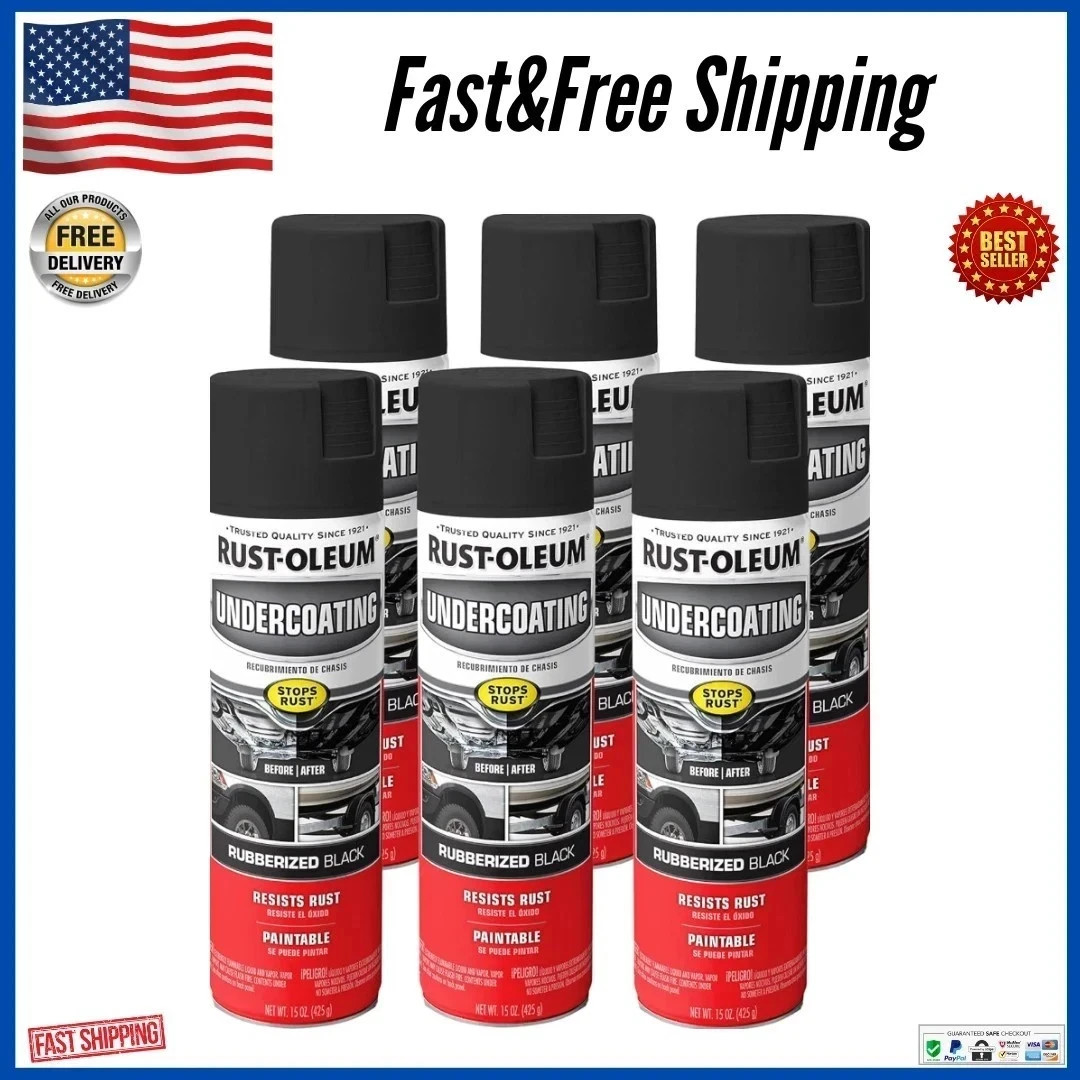 Rust-Oleum 248657-6PK Stops Rust Undercoating Spray, 15 oz, Rubberized Black, 6