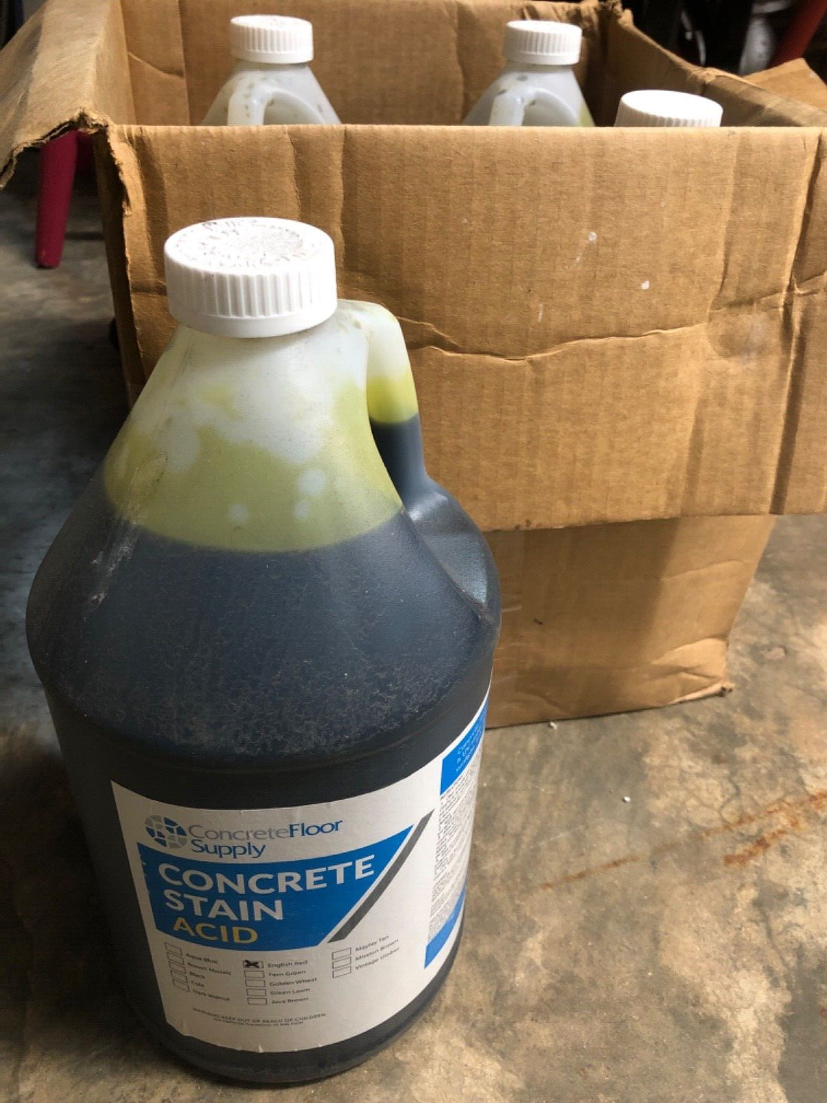 4 Gallons – Concrete Floor Supply Concrete Stain Acid English Red