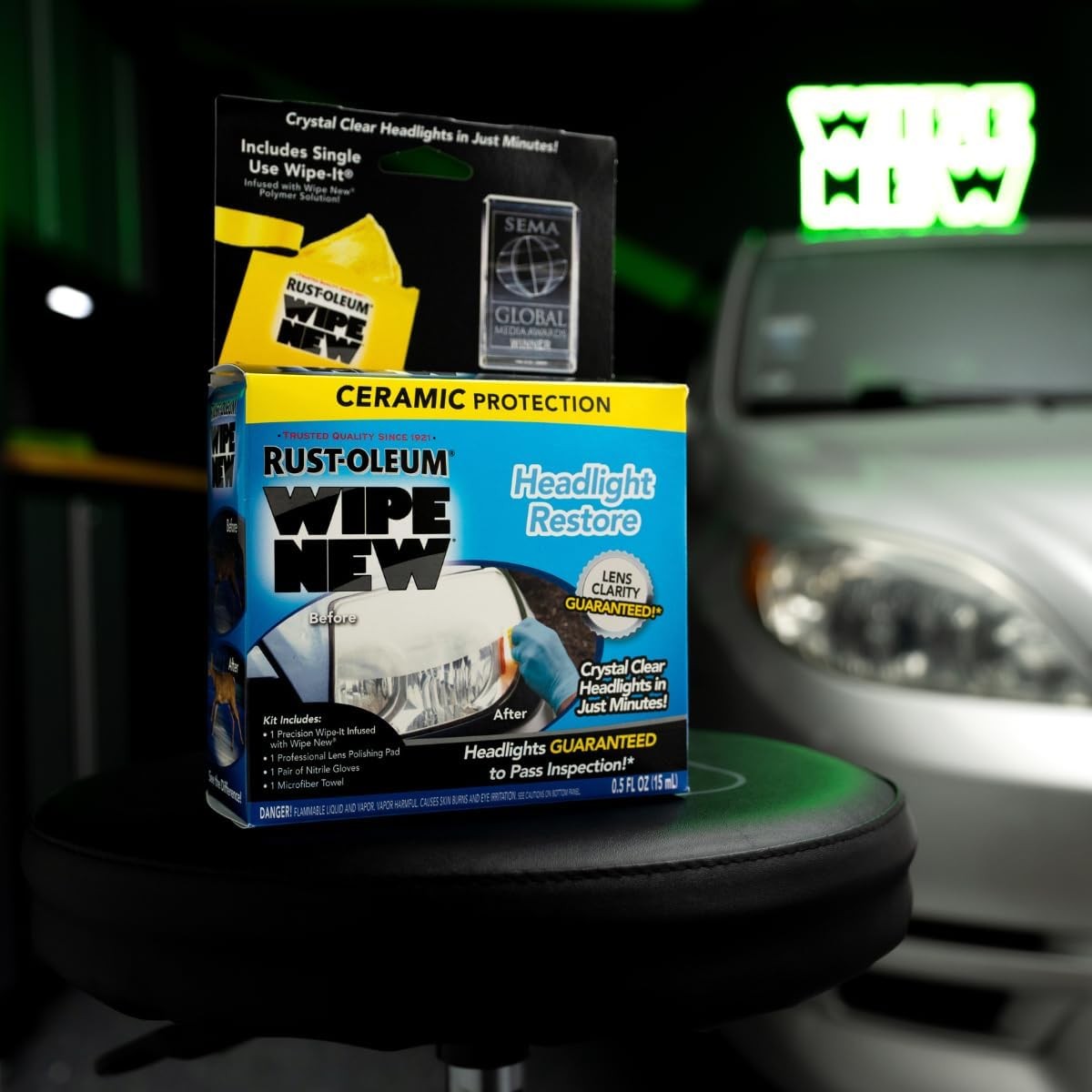HEADLIGHT LENS RESTORE KIT CLEAR Removes Yellow Brighter Restoration 0.5 FL OZ