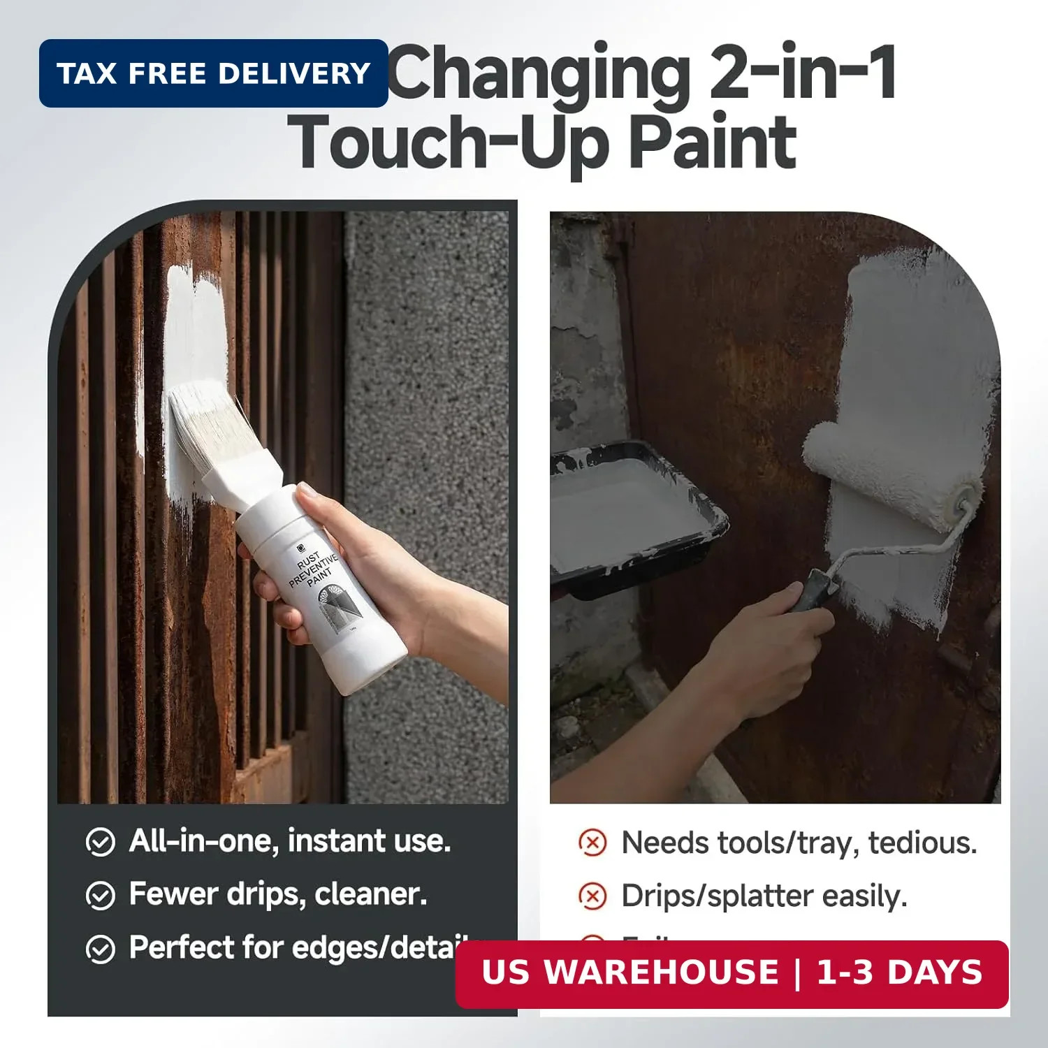 2-in-1 Rust Converter & Metal Primer with Brush(5.29 Oz), Stops & Prevents Corro