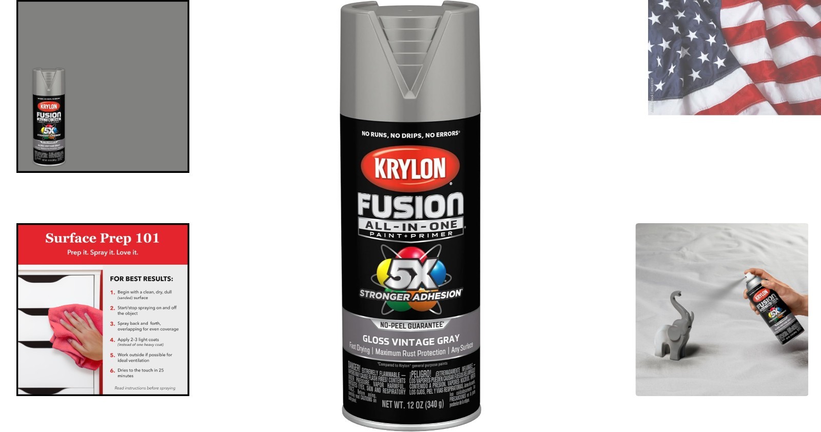 Rust Preventative Spray Paint, Vintage Gray, Gloss, Solvent, 12 oz -1 Each