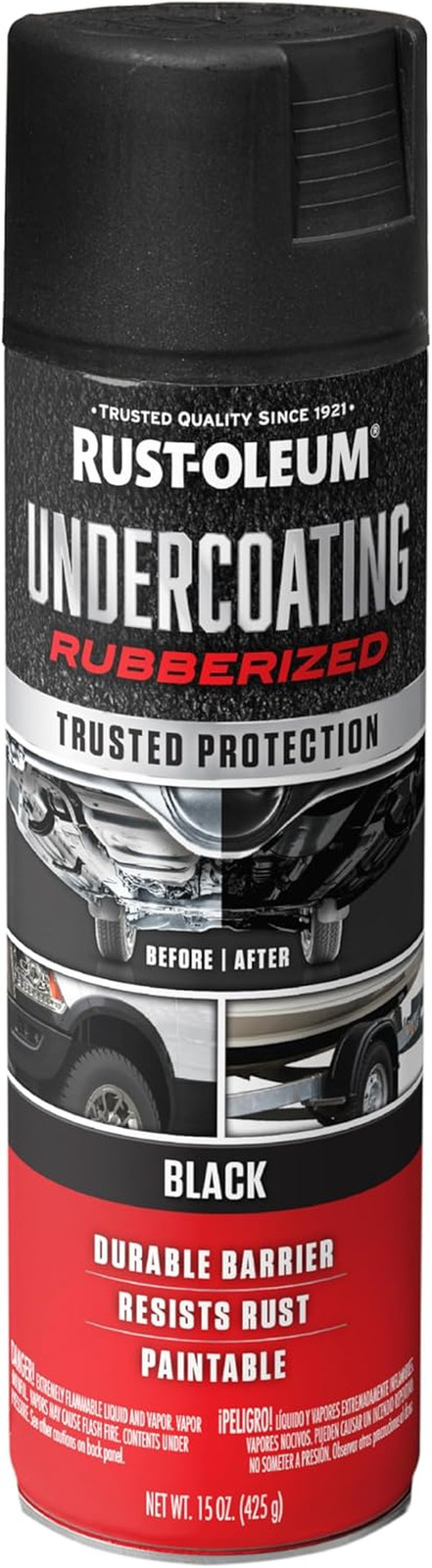 Rust-Oleum Rubberized Undercoating Spray, 15 oz, Black, Rust & Sound Protection