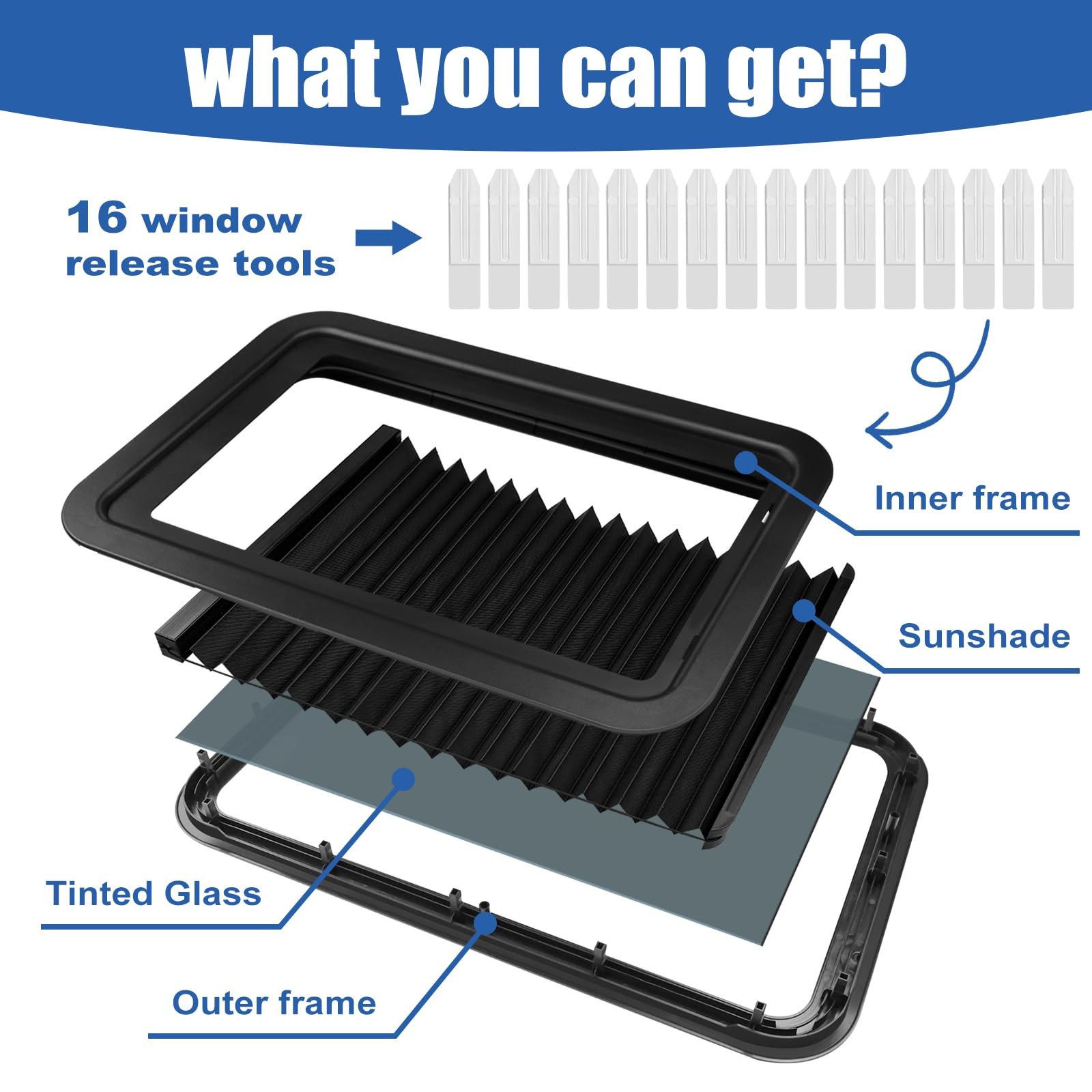Urykec 806621 Rv Window Complete Window Kit Rv Thin Pleated Shade Replacement