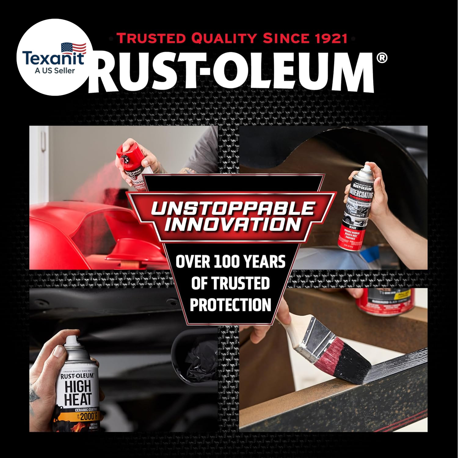 248657-6PK Stops Rust Undercoating Spray, 15 Oz, Rubberized Black, 6 Pack