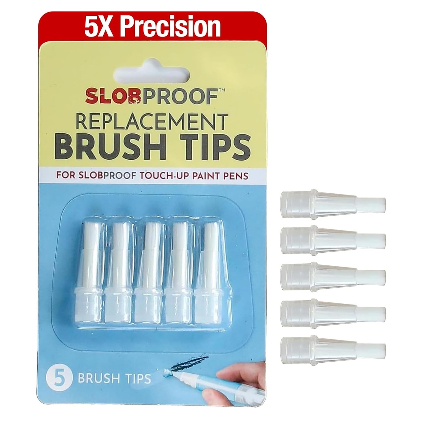 Slobproof Replacement Brush Tips for Refillable Touch-Up Paint Pens, Mess-Fre…