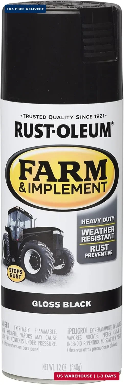 280123 Farm & Implement Spray Paint, 12 oz, Gloss Black (Pack of 1)