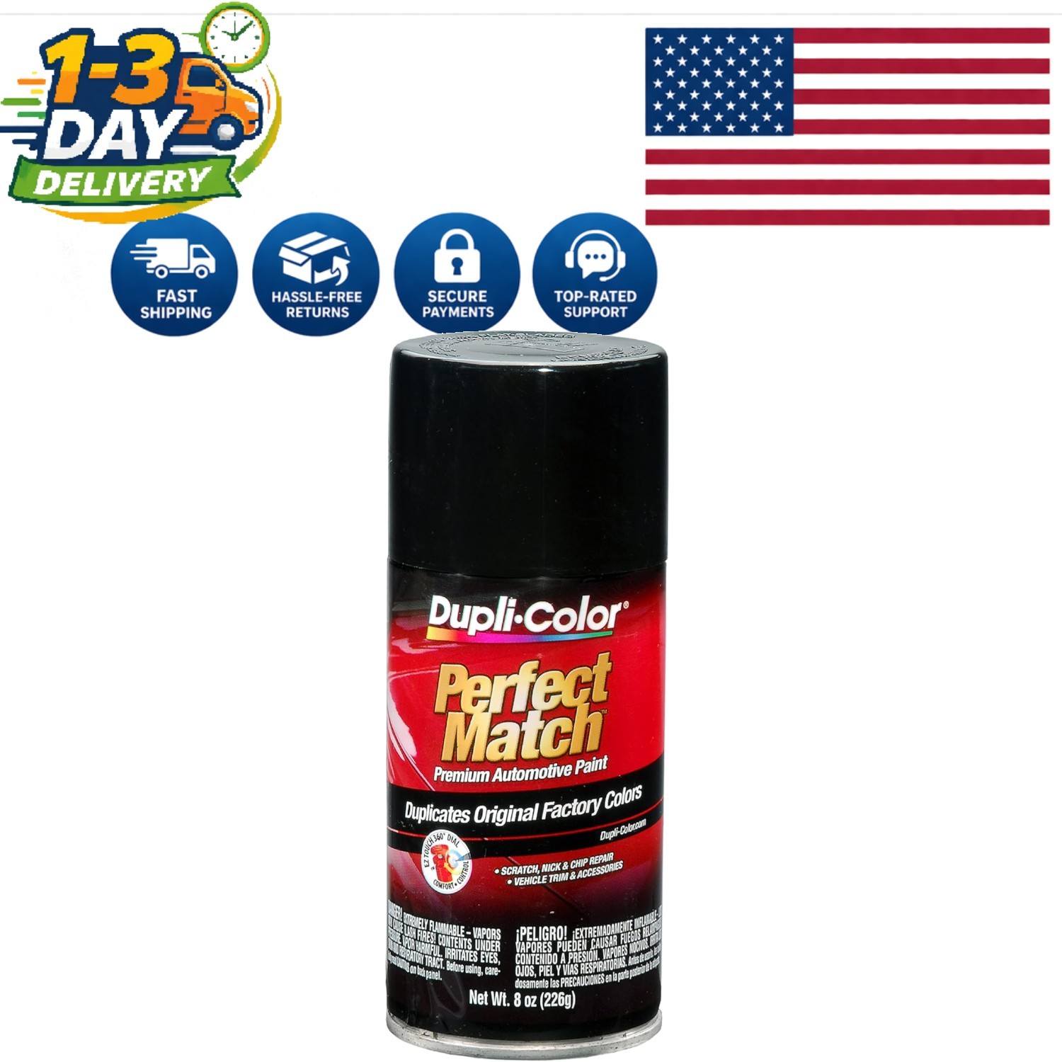 Universal Gloss Black 8oz Spray Paint – Perfect for Car Touch-Ups & Accessories