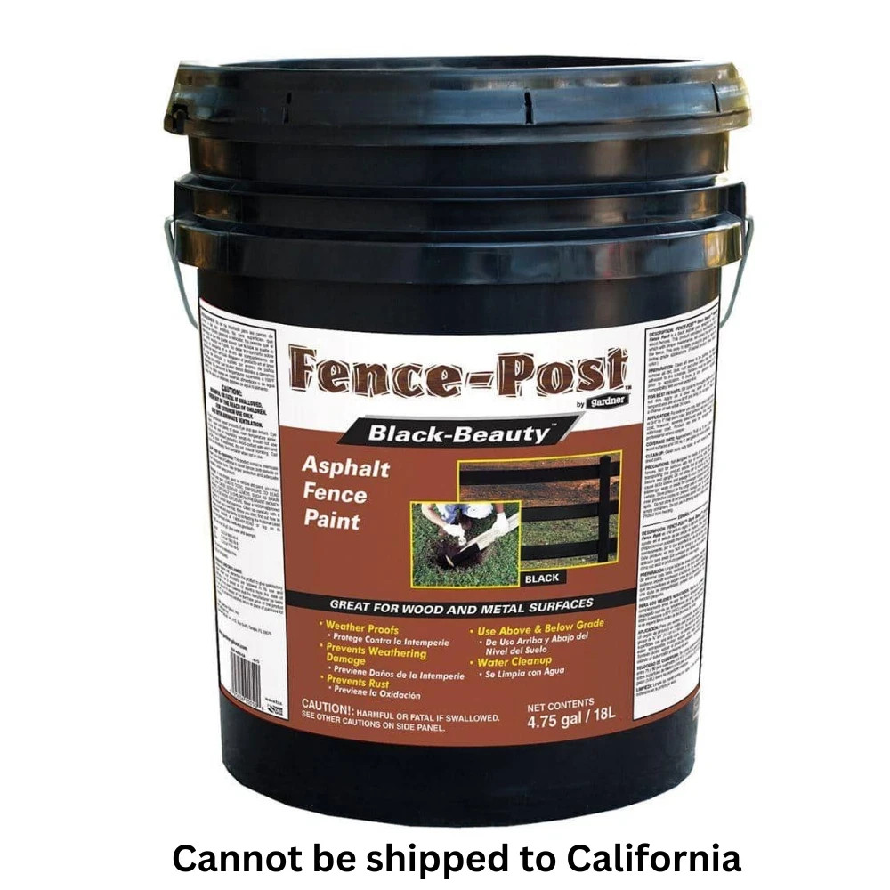 4.75 Gal. Black Asphalt Fence Paint Weatherproof Wood Metal Above Below Ground