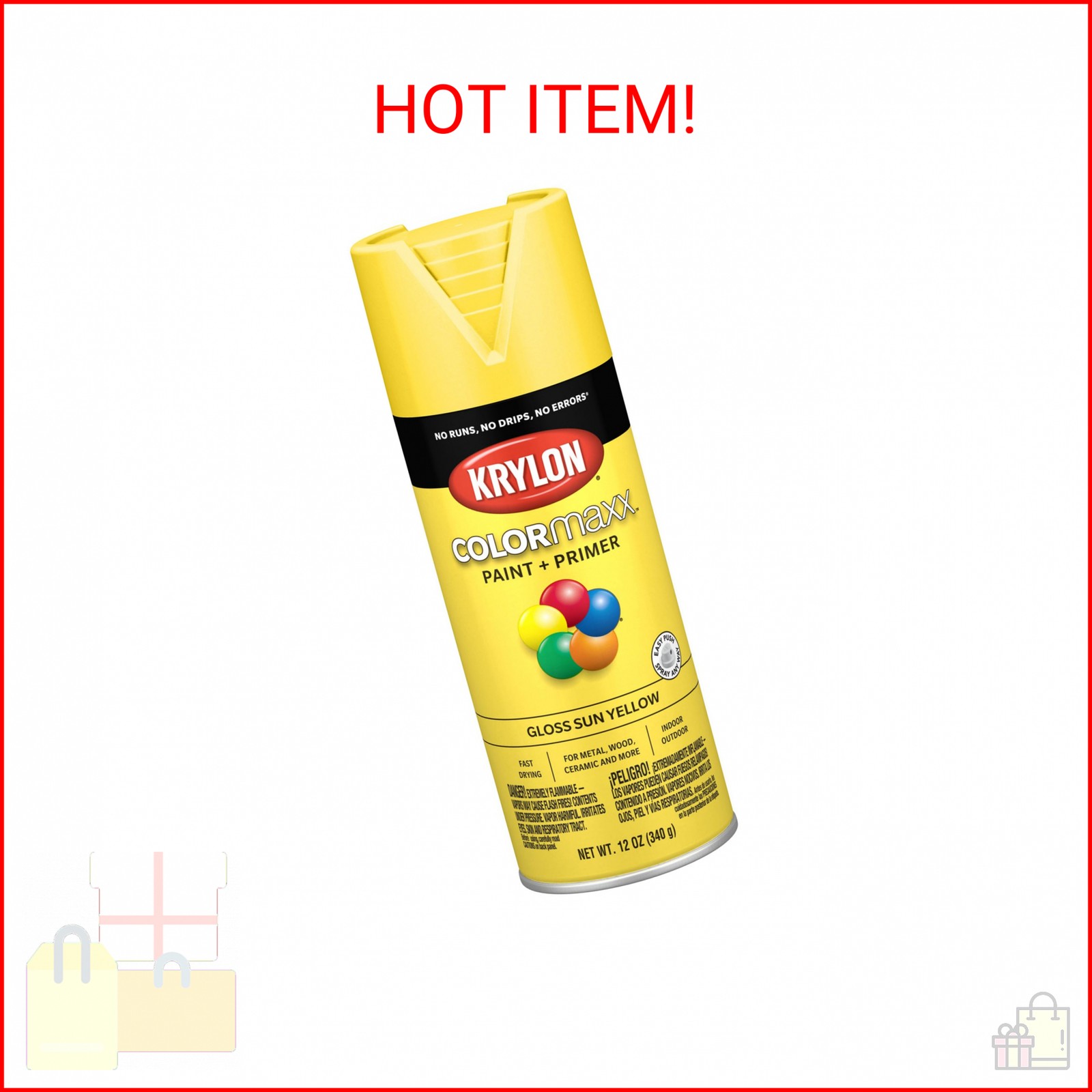 Krylon K05541007 COLORmaxx Spray Paint and Primer for Indoor/Outdoor Use, Gloss