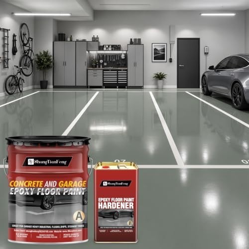 Epoxy Floor Paint Kit High-Gloss Silver Gray 4 Gallon Covers 800 Sq Ft