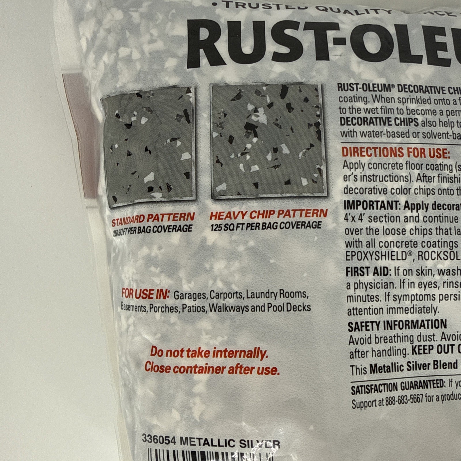 Two Rust-Oleum Decorative Color Chips Metallic Silver Blend 1 LB Item # 336054