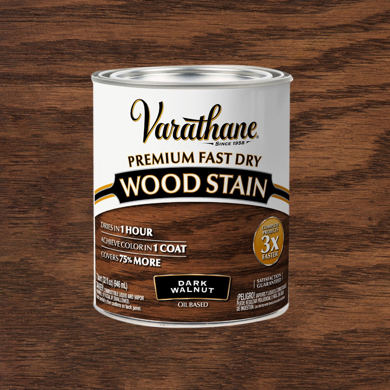 Dark Walnut, Premium Fast Dry Wood Stain-262006, Quart